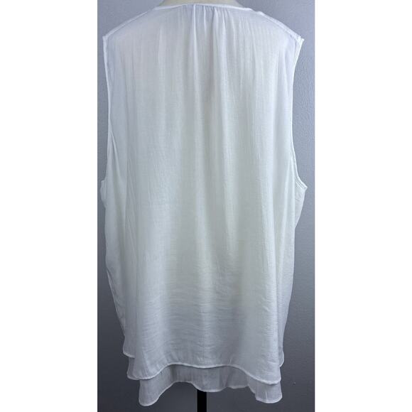 Christina B sz 2X, XXL White 2 Layer V Neck Slvls Beautiful Ethereal Tunic - Picture 3 of 9